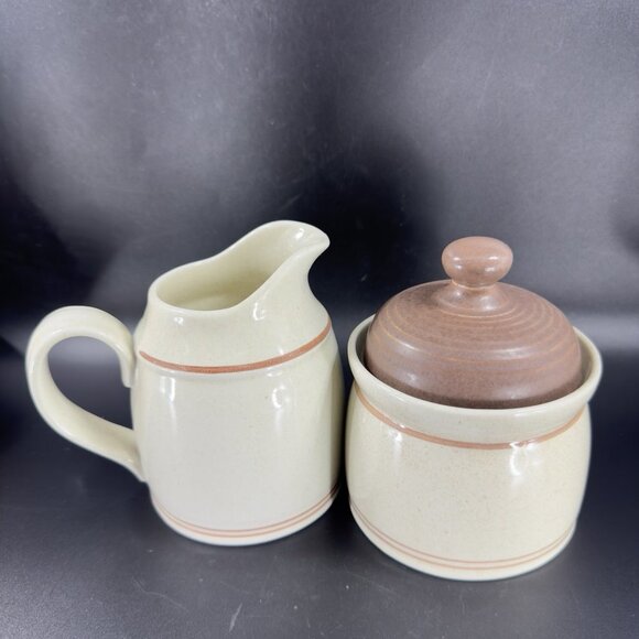Royal Doulton Lambethware Nutmeg Ceramic Sugar Bowl And Creamer Set England VTG - Picture 11 of 15